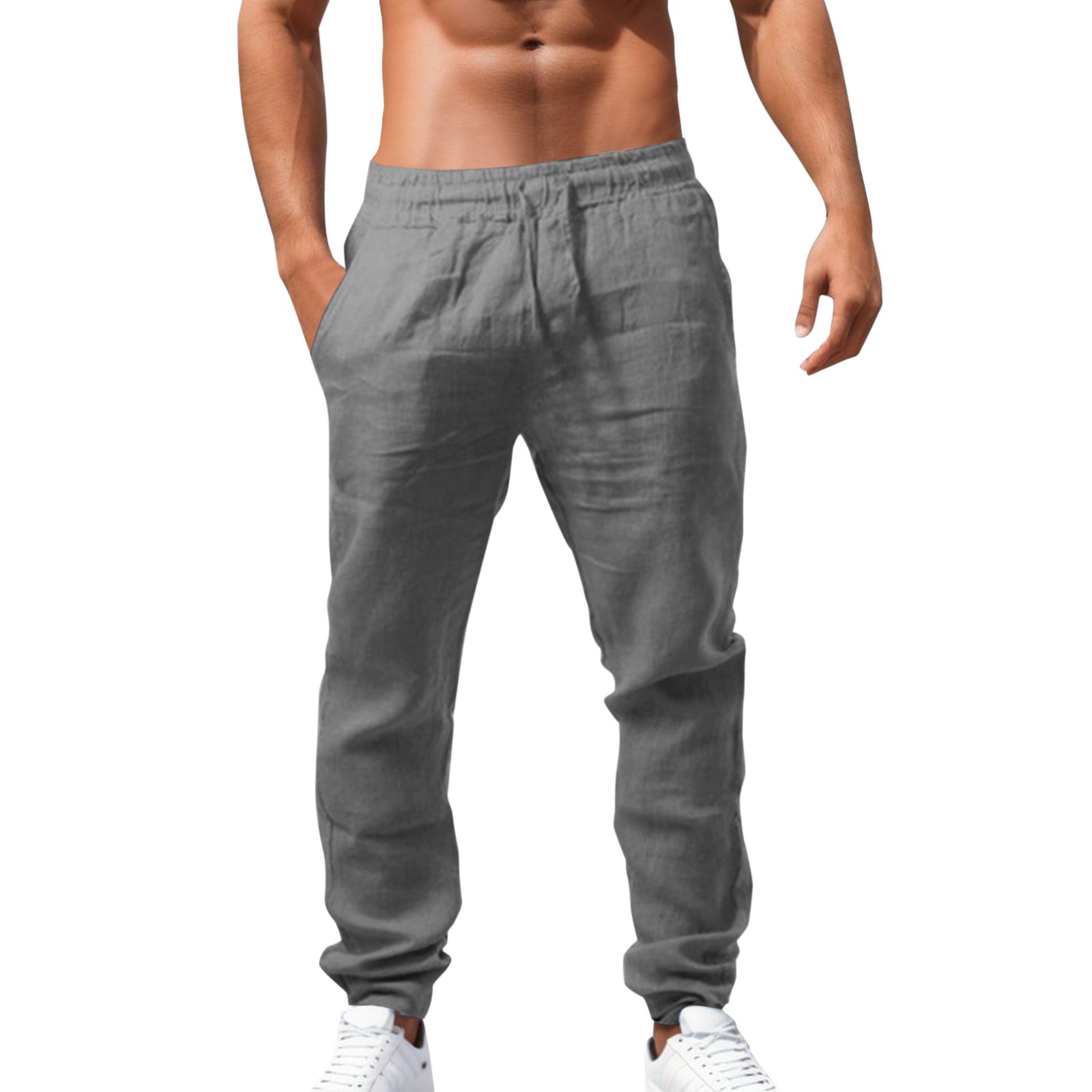 thumbnail image 1 of Pantalones casuales de poliéster con cintura elástica para hombre - Transpirables, corte holgado - Verano/Día a día - Tallas S-XXXXXL, 1 of 5